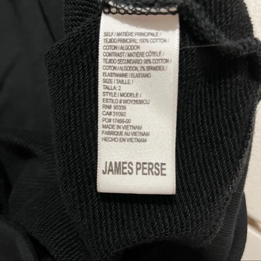 James Perse Hooded Fleece Zip Up Jacket Sweatshirt Black Size 2 Asymmetrical - Picture 6 of 7